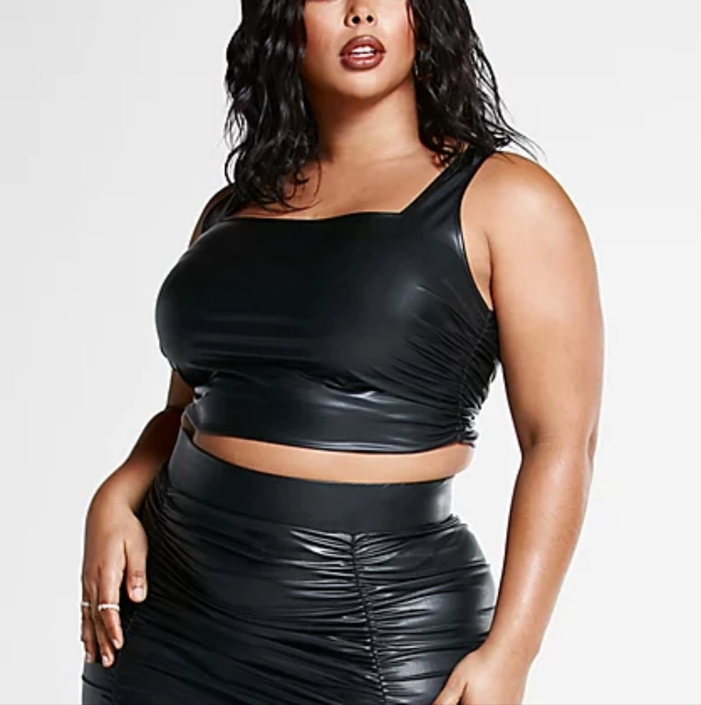 Faux Leather Skirt Set